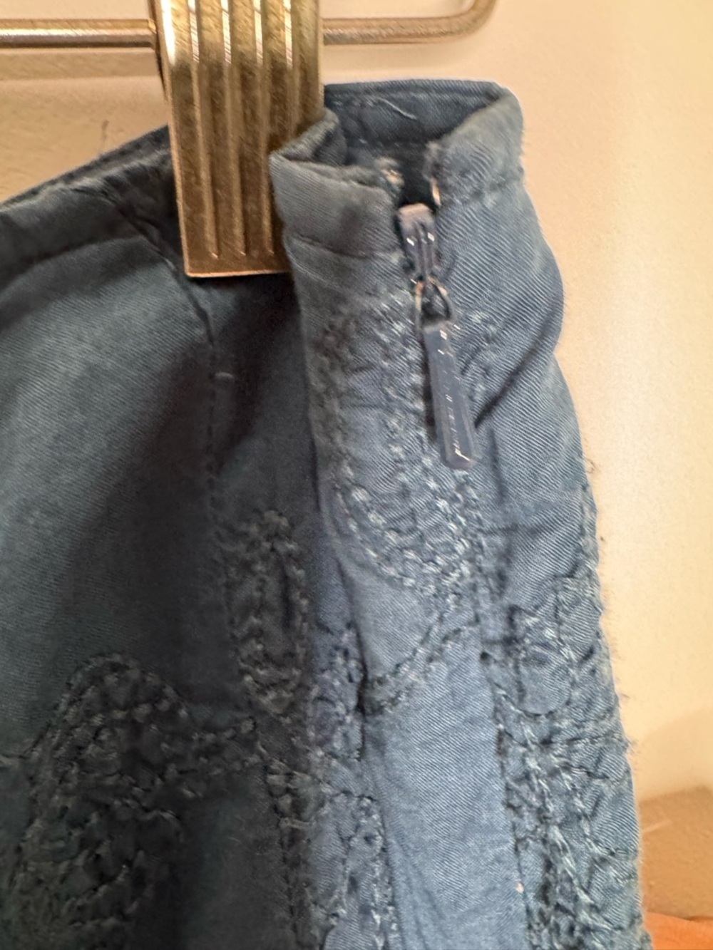 VTG J. Jill women's 10P navy blue floral embroidery midi skirt y2k fairy boho - Picture 3 of 5